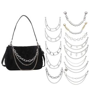 다층 금속 가방 체인, DIY 핸들, 나비 하트 별 펜던트, 숄더백 체인, 교체 가방 액세서리, 진주 체인