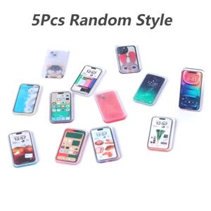 5Pcs 1:12 인형 집 소형 휴대 전화 시뮬레이션 스마트 폰 모델 어린이 놀이 장난감 인형 집 액세서리 척