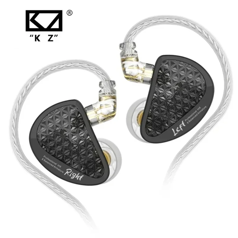 KZ AS16 프로 인이어 이어폰, 16BA 밸런스드 아마추어 하이파이 베이스 모니터 헤드폰, 노이즈 캔슬링 이어버드, 스포츠 헤드셋