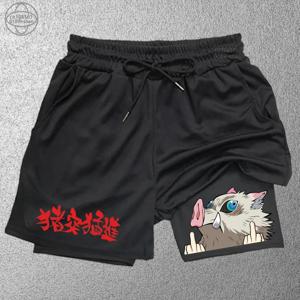 트렌디 한 프린트 스포츠 반바지 남성 피트니스 투인원 반바지 더블 레이어 비치 바지 야외 훈련 러닝 반바지 S-2XL