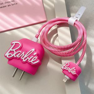 3 개/대 Kawaii Barbie 케이블 보호기 iPhone/iPad 18W/20W 충전기 케이스 케이블 관리 와이어 코드 주최자 소녀 선물