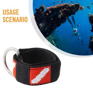 1pc 조정 가능한 스쿠버 다이빙 손목 스트랩 매는 밧줄 웨빙 밴드 금속 D-링 Freediving 웨빙 홀더 스트랩 수영 풀 부품