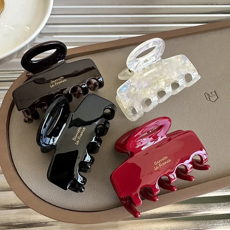 5.5cm 긴 아세테이트 헤어 크랩 여성용 및 여성용 빨간 헤어 클립 헤어 액세서리 묶기 새로운 한국 패션