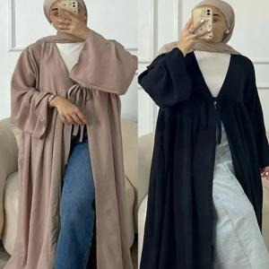 Vestidos 이슬람 터키 루즈 캐주얼 레이스업 가디건, 라마단 로브, 두바이 럭셔리 아바야스, 여성용 이브닝 맥시 드레스