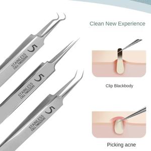 1/3Pcs 여드름 여드름 여드름 제거제 클립 초극세 족집게 검은 점 여드름 추출기 여드름 바늘 페이셜 클리너 스킨