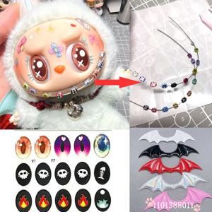 17cm Labubu 컬러 금속 팔찌 Labubu 절묘한 아이 메이크업 스티커 속눈썹 스티커 비닐 인형 Diy 액세서리