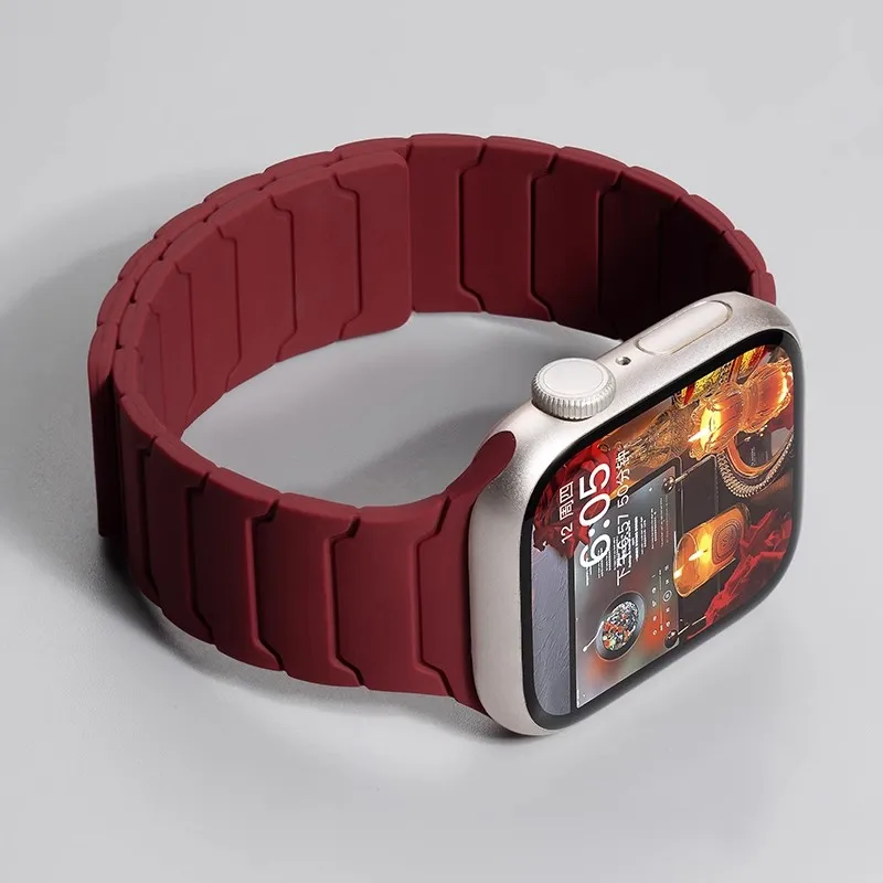 Apple Watch 밴드 용 마그네틱 실리콘 스트랩 Ultra 2 49mm 45mm 41mm 팔찌 Iwatch 시리즈 9 8 7 6 SE 5 4 38 42mm 44mm 40mm