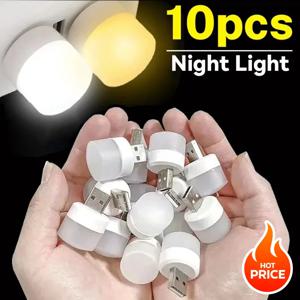 10Pcs 미니 USB 밤 빛 따뜻한 흰색 눈 보호 책 독서 빛 USB 플러그 컴퓨터 모바일 전원 충전 LED 밤 램프