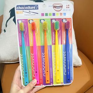 5pcs 구강 치아 관리 칫솔 휴대용 치과 깨끗한 부드러운 강모 치간 칫솔 성인 딥 클리닝을위한 구강 위생
