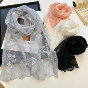 레트로 레이스 자수 스카프 다목적 장식 여성 패션 봄 가을 작은 실크 스카프 넥 따뜻한 Headscarf