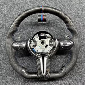 BMW F30 F10 F31 F20 F25 F22 F36 F33 F32 F80 F82 F11 F18 F01 F90 E90용 진짜 카본 파이버 스티어링 휠 (표준 색상으로 복원)