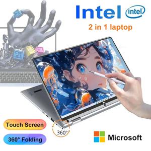 2025 휴대용 2 in 1 노트북 컴퓨터 인텔 N4020 11.6인치 터치스크린 노트북 8GB 128GB-1TB SSD 윈도우 11 프로 PC 컴퓨터