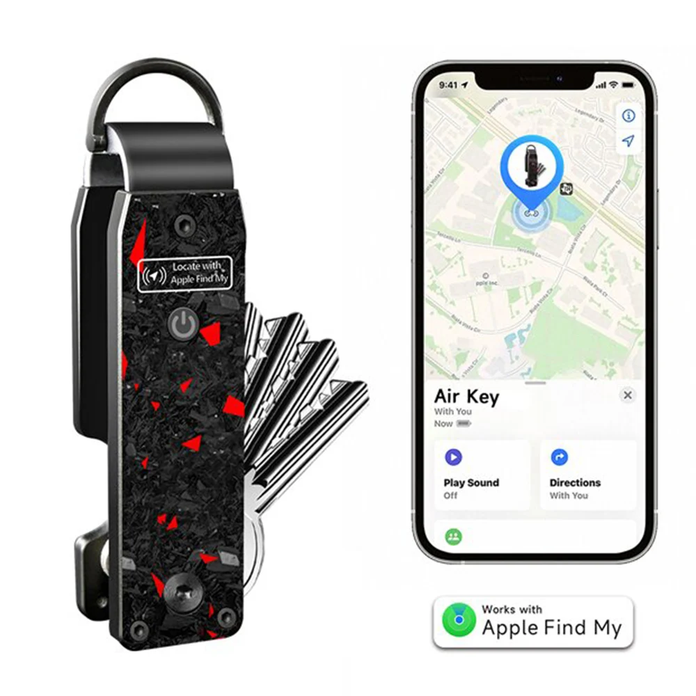 키 오거나이저, Apple Find My 지원, 에어태그 칩 내장, 2~6개 키 수납, GPS 트래커가 있는 차량용 키체인 (iOS 전용)