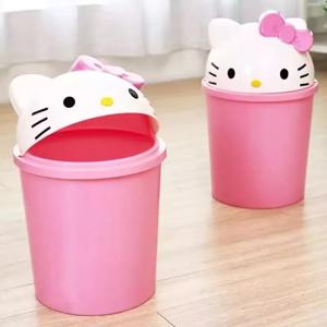 Sanrio 헬로 키티 데스크탑 쓰레기통 학생 데스크탑 쓰레기통 귀여운 사각형 뚜껑 보관함 주변의 만화 애니메이션