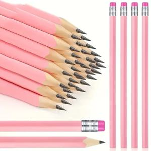 10/20/30pcs 지우개가있는 나무 핑크 웨딩 연필, 학교, 미술, 사무실, 그림, 스케치, 학습을위한 Hb 연필