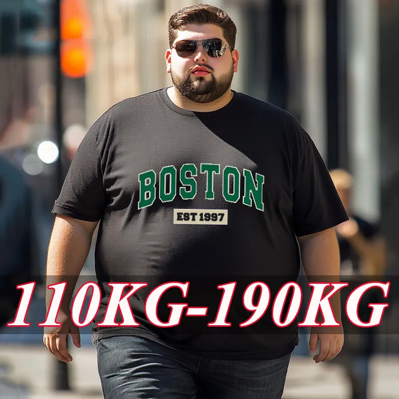 1XL-7XL 남자 티셔츠 캐주얼 느슨한 만화 프린트 티셔츠 플러스 사이즈 110-180kg 반팔 탑 소년 십대 패션 남성 의류