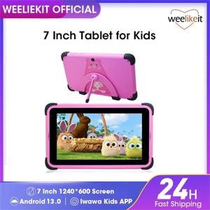 Weelikeit-7 인치 어린이 태블릿 안드로이드 13 1024x600 HD 쿼드 코어 듀얼 와이파이 2GB 32GB, 어린이 태블릿, 홀더 포함, 아동용