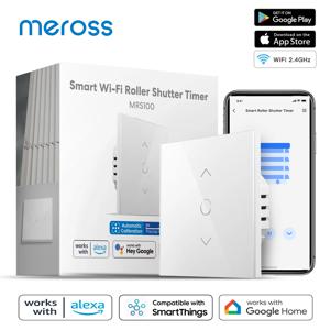 Meross WiFi 롤러 셔터 스위치 Alexa Google Assistant 및 SmartThings와 함께 전기 모터 작업을 위한 스마트 커튼 블라인드 스위치