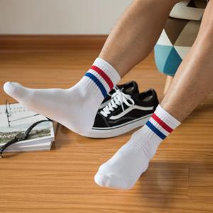 빈티지 두 줄무늬 스포츠 코튼 남성 발목 양말 streetwear 힙합 스케이트 힙합 운동 화이트 블랙 학교 디자이너 펑크 보이
