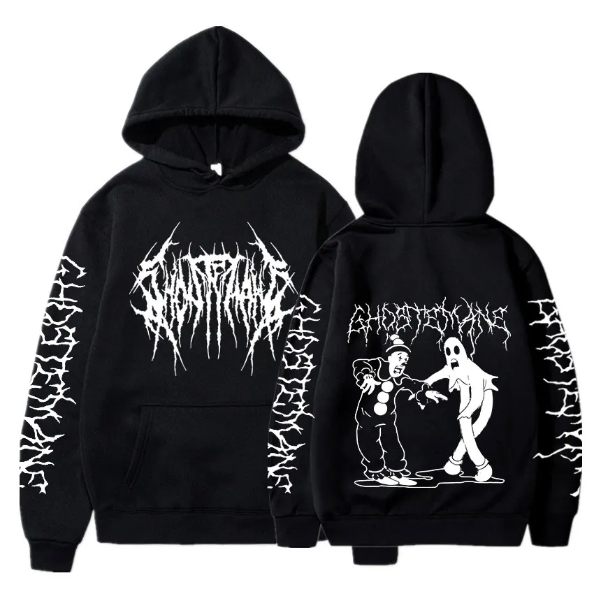 Ghostemane 남성용 양면 프린트 후디, 힙합 메탈 록 후디, 고딕 오버사이즈 맨투맨 운동복, 스트리트웨어 패션