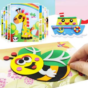 10Pcs DIY 크리 에이 티브 만화 동물 3D EVA 폼 스티커 퍼즐 20 스타일 수제 조기 학습 교육 완구 어린이 선물