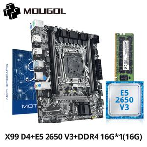 MOUGOL 새로운 X99 P4 마더보드 세트, Intel Xeon E5 2650 V3 CPU 및 게임용 컴퓨터용 듀얼 채널 DDR4 16Gx1 2133MHz ECC RAM