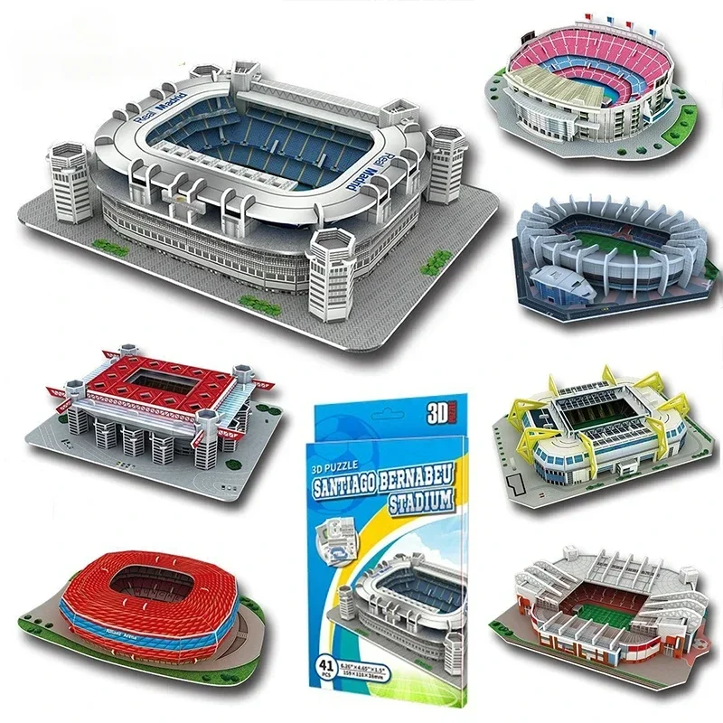 미니어처 축구장 3D DIY 퍼즐 세계 유명 경기장 모델 축구 게임 주변 장치 장난감 팬 생일 장난감 선물 DDJ