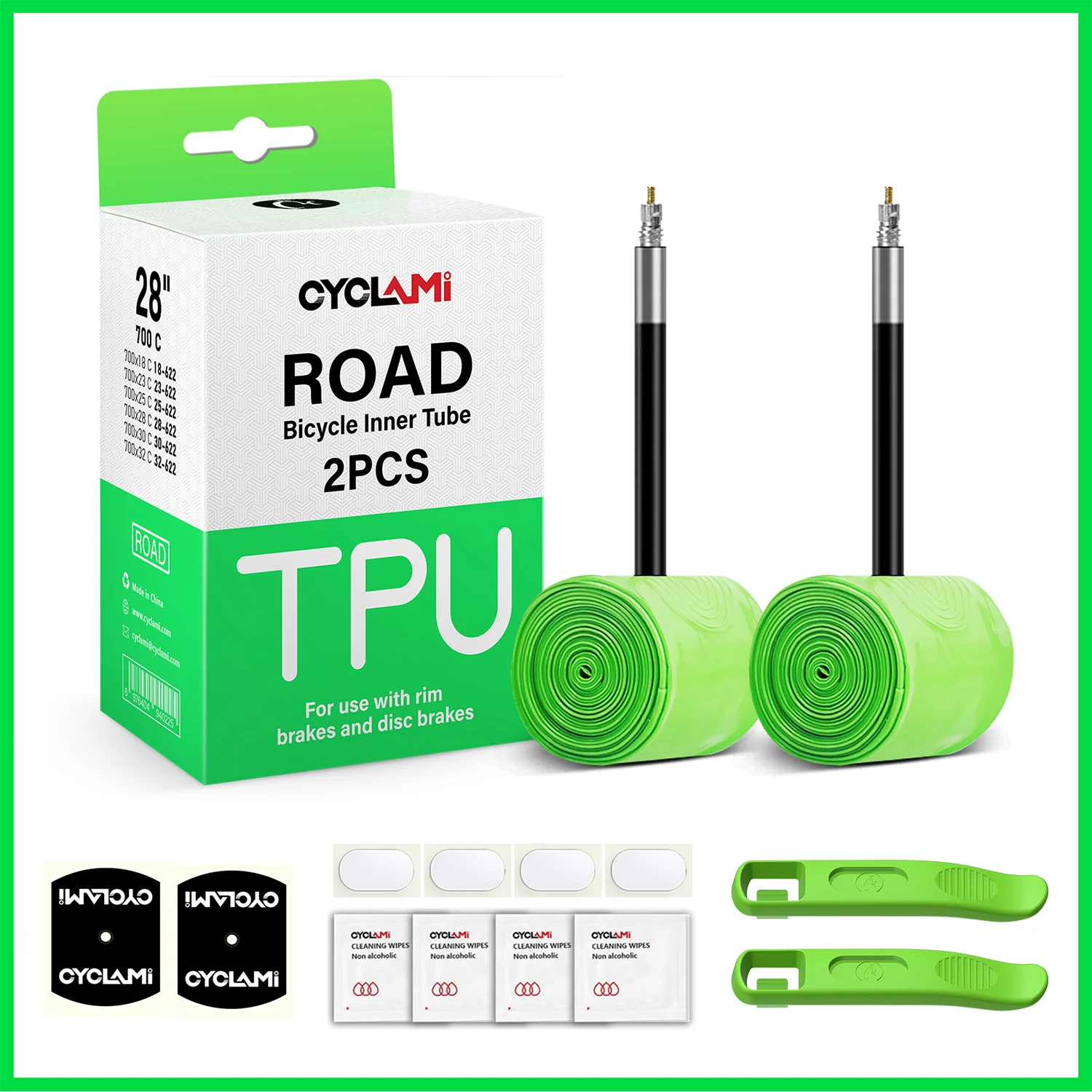 CYCLAMI TPU 소재 초경량 자전거 내부 튜브 700C 18 32 도로 MTB 자전거 타이어 45 65mm 길이 프랑스어 밸브 타이어 수리 도구, 자전거 내관