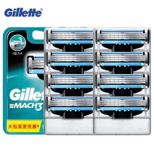 남성용 Gillette Mach3 면도기 리필 4/8 면도날 리필(루브라스트립 포함) 3 레이어 블레이드 고속 커팅 페이스 비어드 카트리지