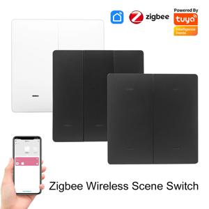 Tuya 스마트 ZigBee 무선 장면 스위치 푸시 버튼 12 장면 배터리 구동 송신기 자동화 Tuya 장치 용 1/2/3/4 Gang