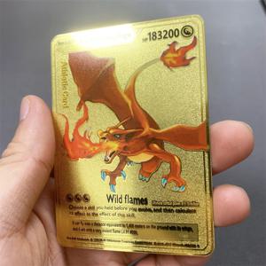 10000HP Charizard Vmax 포켓몬 카드 금속 영어 카드 Arceus GX Vstar V Golden Limited 어린이 선물 게임 전투 컬렉션 카드