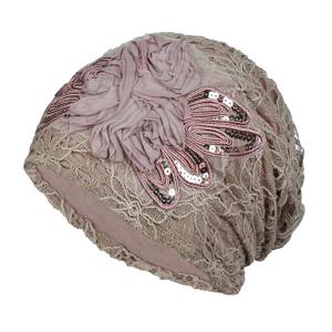 우아한 여성 스팽글 레이스 터번 모자 꽃 이슬람 모자를 쓰고 있죠 모자 여성 머리 랩 숙녀 Headscarf 보닛 Turbante Mejur