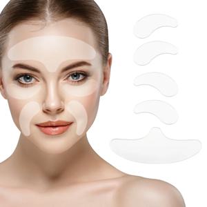5Pcs 재사용 가능한 실리콘 패치 안티 Rimpel 패드 실리콘 주름 제거 스티커 얼굴 이마 목 눈 스티커 패드 리프팅 케어