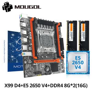 MOUGOL 새로운 X99 마더보드 세트, Intel Xeon E5 2650 V4 CPU 및 게임용 컴퓨터용 듀얼 채널 DDR4 16G(2x8G) 2133MHz RAM 포함