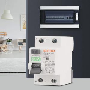 ETEK RCD RCCB 유형 A 전기 기계 잔류 전류 회로 차단기 AC 2P 2극 10KA 25A 40A 63A 80A 100A 230V 30ma EKL6-100H