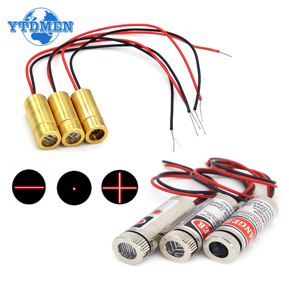 650nm 5mW 레드 포인트/라인/크로스 레이저 모듈 헤드 유리 렌즈 집중 가능 레이저 다이오드 산업용 등급
