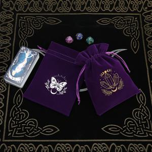 1 조각 13x18cm 타로 보관 벨벳 가방 Drawstring 포켓 보드 게임 카드 자수 패키지 요술 용품 제단 타로 상자
