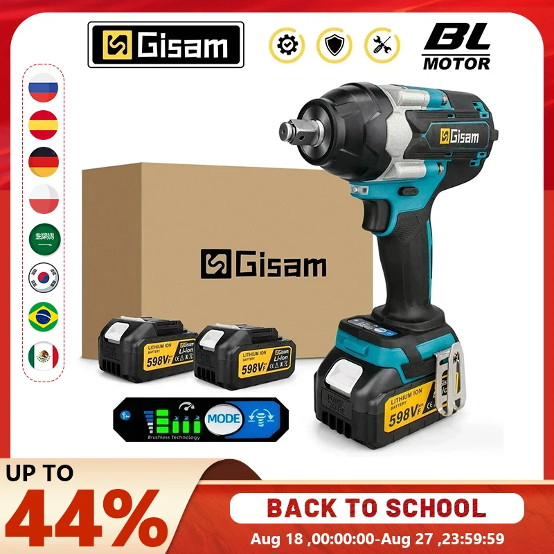 Gisam 1800N.M 토크 브러시리스 전기 임팩트 렌치 Makita 18V 배터리 핀용 1/2 인치 스크루 드라이버 무선 렌치 전동 공구
