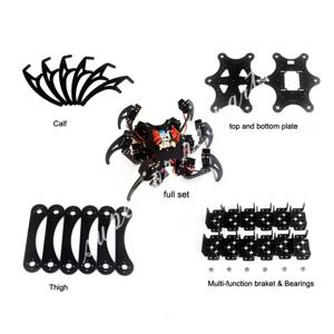 18 DOF 알루미늄 Hexapod 스파이더 브래킷 6 3 DOF 다리 로봇 프레임 키트, 프로그래밍 가능한 로봇 DIY 키트 용 볼 베어링 포함