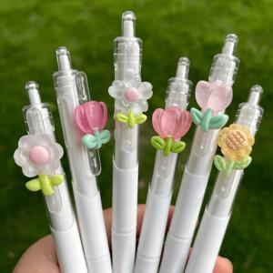 Kawaii 2 PCS 무작위 젤 펜 귀여운 꽃 DIY Office 편지지 용품 ST 팁 재미 있은 펜 부드럽게 쓰기