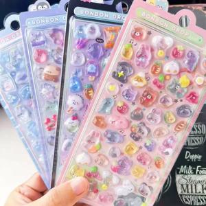 재미 있은 달콤한 Furit 아이스크림 애완 동물 드롭 3D 릴리프 스티커 Scrapbooking Diy 일기 장식 저널링 편지지 Kawaii 스티커