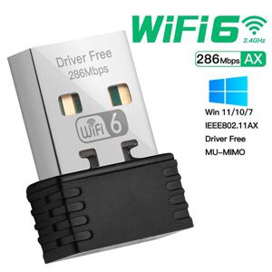 무선 WiFi 6 어댑터 AX286 802.11Ax 2.4GHz 무료 드라이버 USB 네트워크 카드 Win7/10/11 컴퓨터 미니 WiFi 수용체-AA56