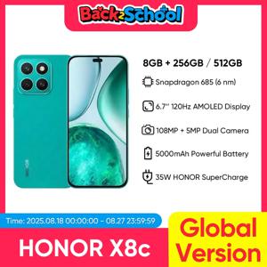 신제품 HONOR X8c 스마트폰 6.7인치 AMOLED 120Hz 디스플레이 5000mAh 배터리 108MP 메인 카메라