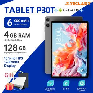 Teclast P30T 태블릿 10.1인치 안드로이드 15/UNISOC T606 8코어 1.8GHz/10GB(4GB+8GB)RAM/128GB ROM/WIFI/BT5.0/6000mAh/Type-C/5MP+2MP