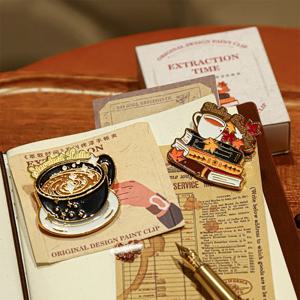 저널 GO 커피 테마 빈티지 금속 클램프 CreativeEnamel 옷깃 핀 수집 배지 쥬얼리 장식 배낭 모자 칼라 브로치