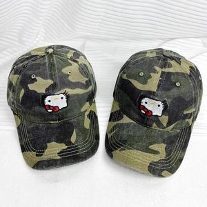 Y2K 헬로 키티 야구 모자 카와이 애니메이션 피규어 위장 정점 모자 힙합 태양 보호 모자 야외 만화 소녀 선물