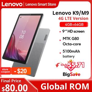글로벌롬 레노버 탭 K9/M9 4G LTE+WiFi 9인치 MTK G80 옥타코어 4GB 64GB 5100mAh 안드로이드 13 안드로이드 태블릿 PC 패드