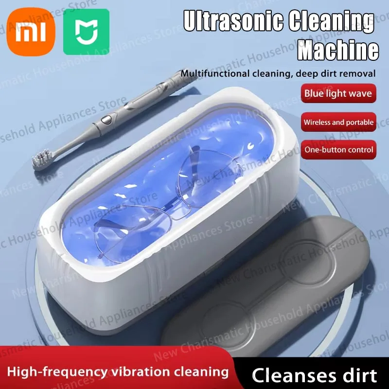 Xiaomi 초음파 안경 클리너 USB 완전 자동 푸른 빛 안경 클리너 가정용 다기능 보석 클린 기계