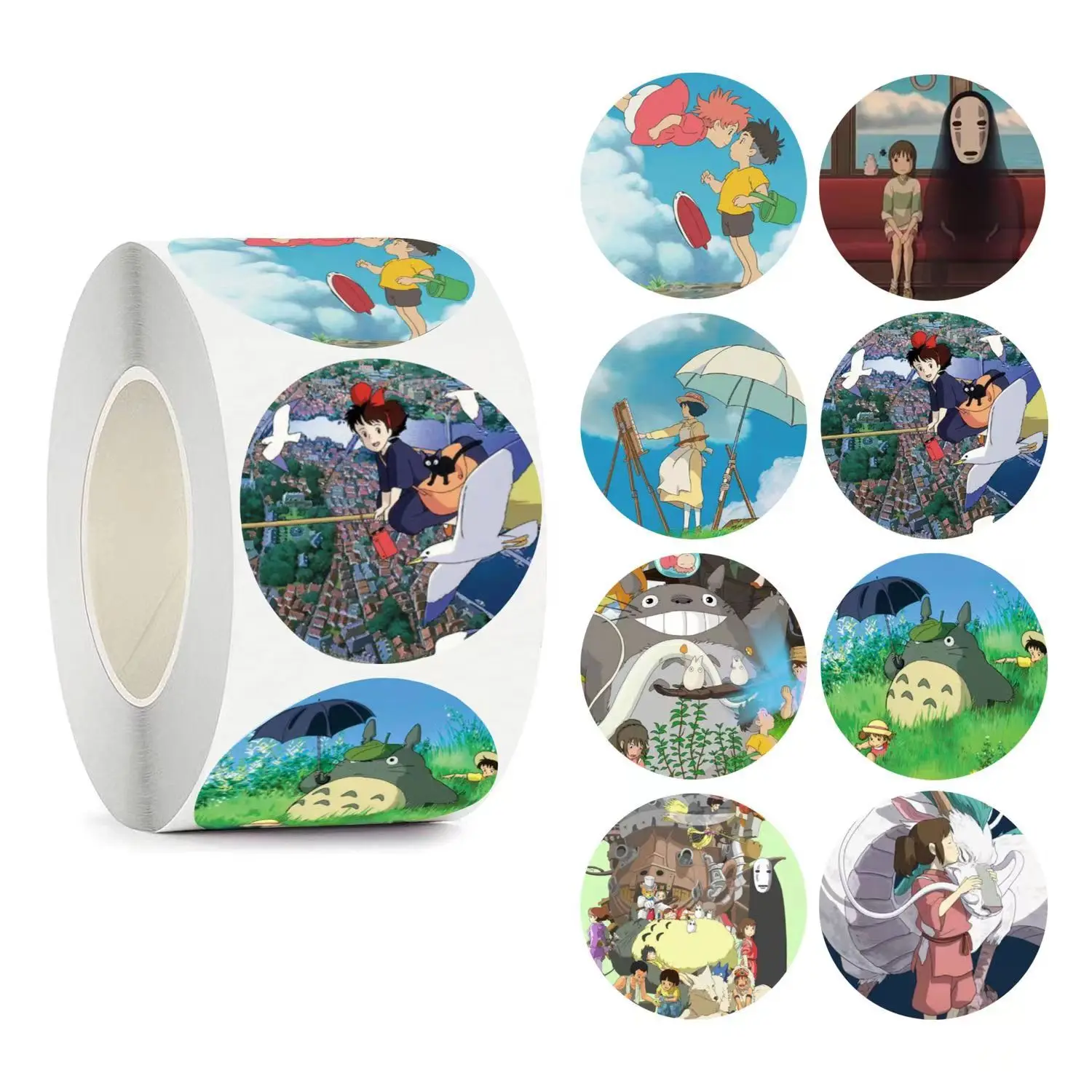 500Pcs 지브리 미야자키 하야오 씰링 스티커 만화 낙서 데칼 스케이트 보드 노트북 오토바이 인감 라벨 스티커 장난감 장식