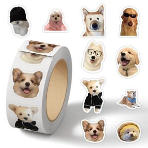 500pcs/roll 재미 있은 만화 개 Meme 스티커 데칼 낙서 전화 케이스 스케이트 보드 자동차 Kawaii 데칼 어린이 보상 스티커 Gif